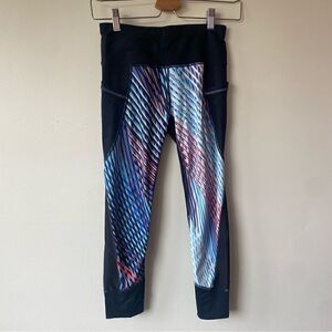 Athleta colorful red white blue leggings with pockets xs